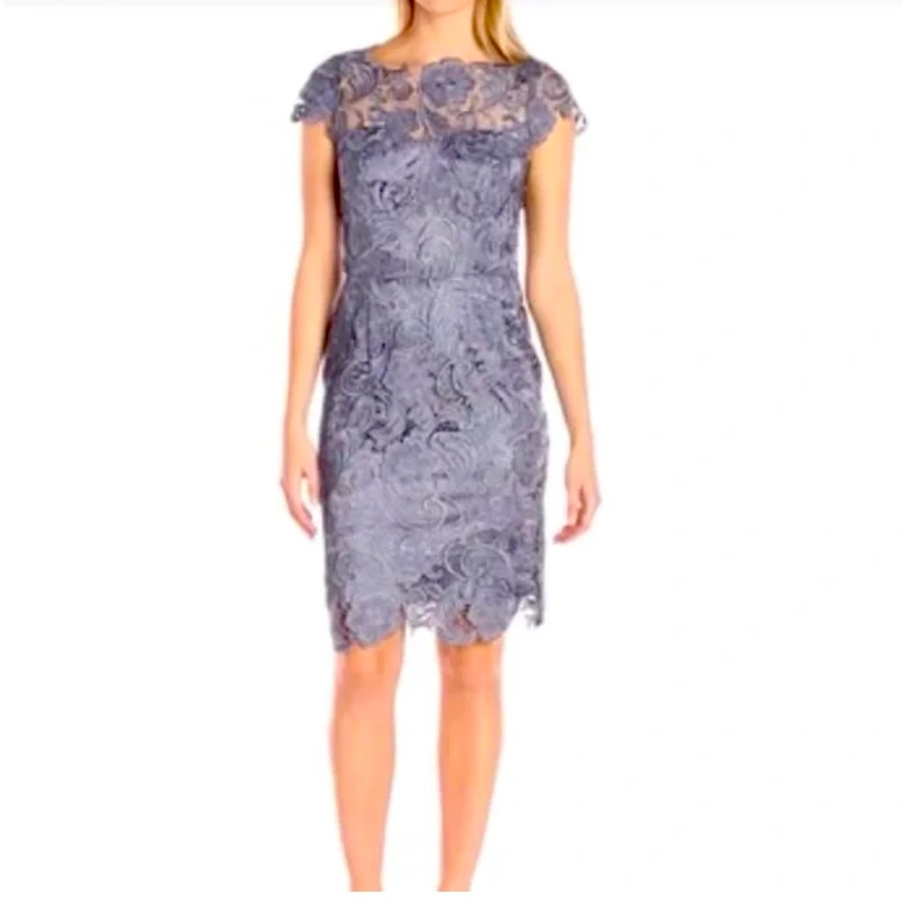 Dusty Blue Lace cap sleeve cocktail dress, NWT sz.6